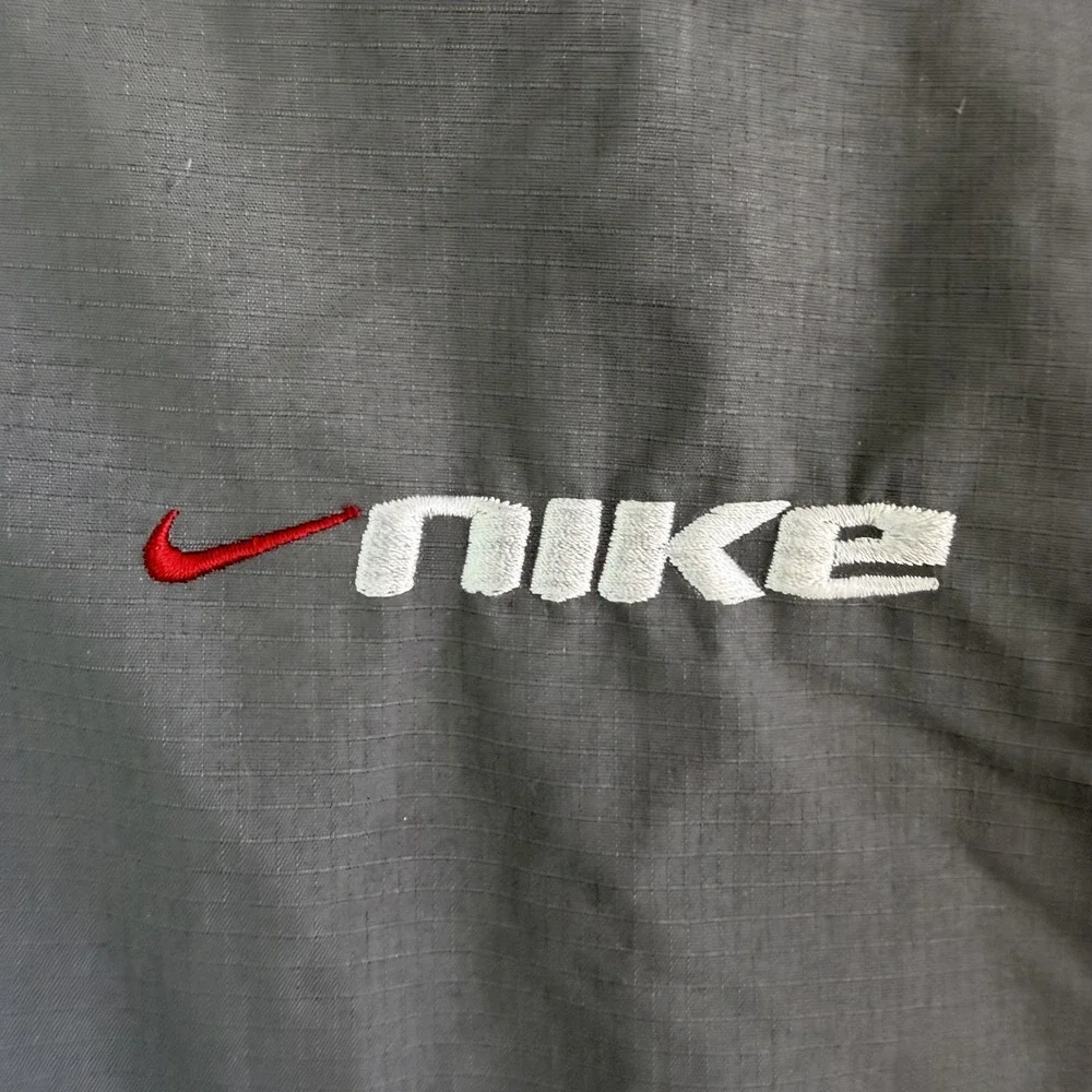 Y2K Nike Windbreaker Jacket Mens Large Gray Red Full Zip Colorblock Lightweight